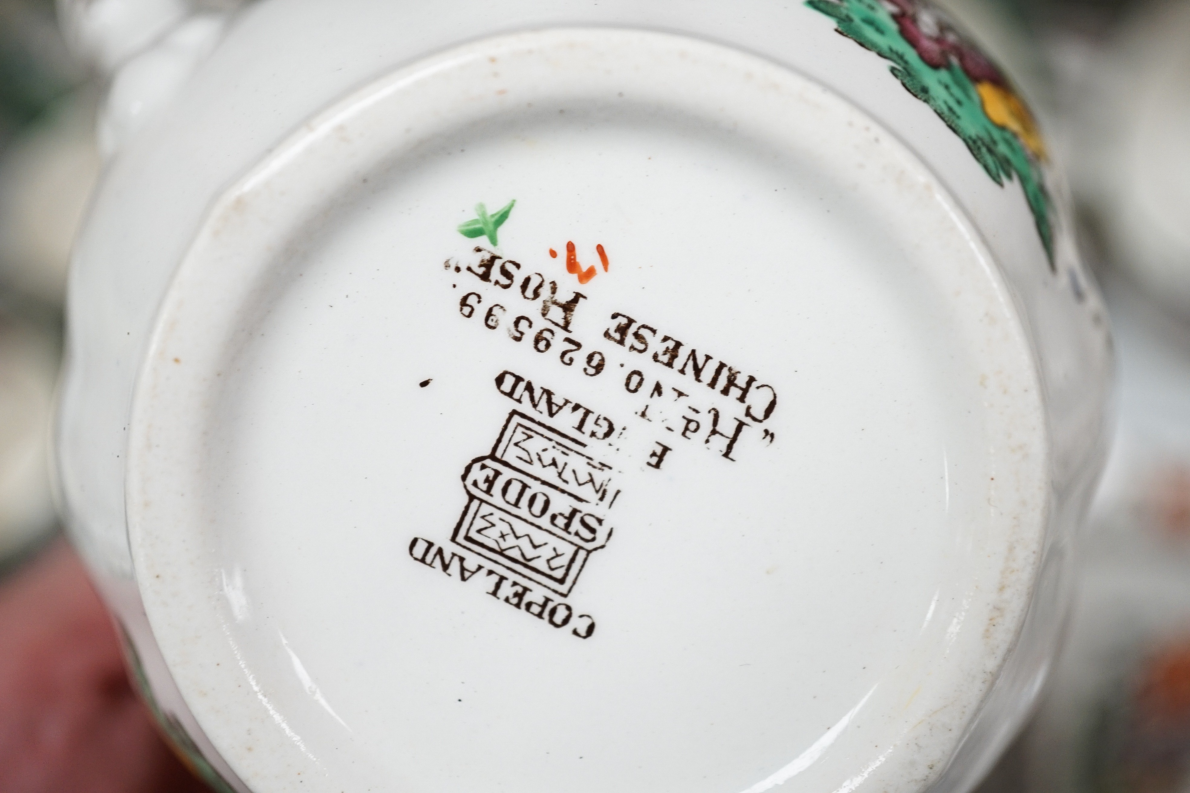 A Copeland earthenware dinner, tea and coffee service, Chinese rose pattern